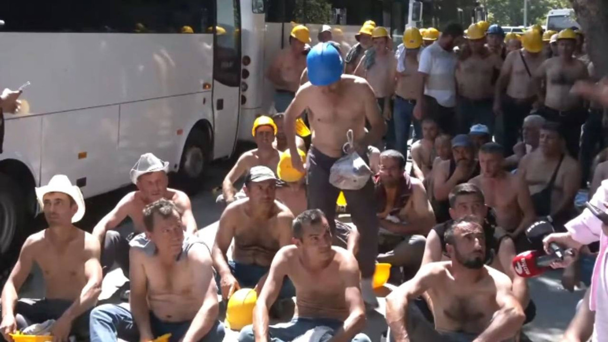 Madencilerin bakanlık önündeki eylemi 9. gününde