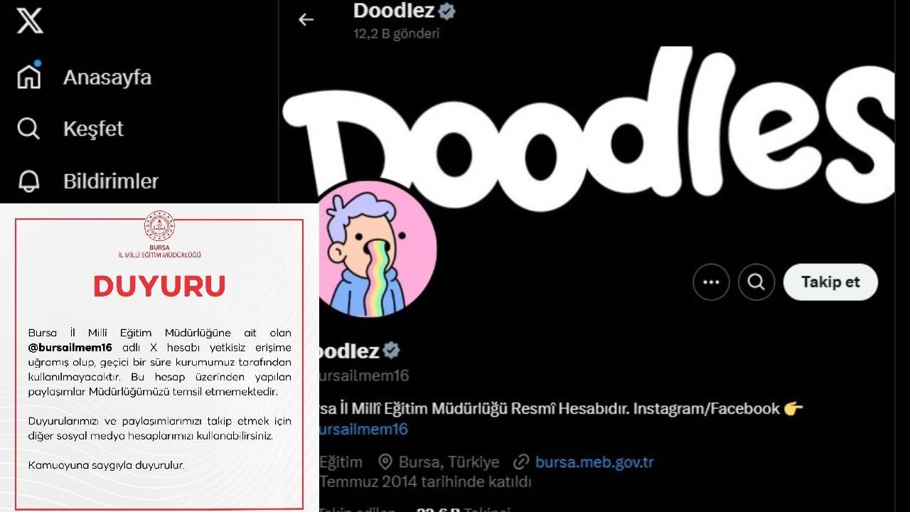 Bursa İl Milli Eğitim Müdürlüğünün X hesabı hacklendi