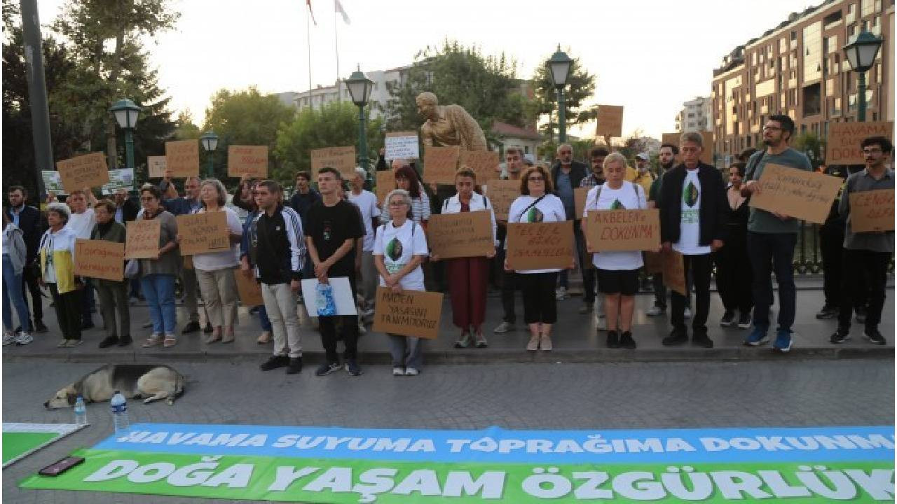 Akbelen Ormanları'ndaki zeytinliklerin kesilmesi Eskişehir'de protesto edildi
