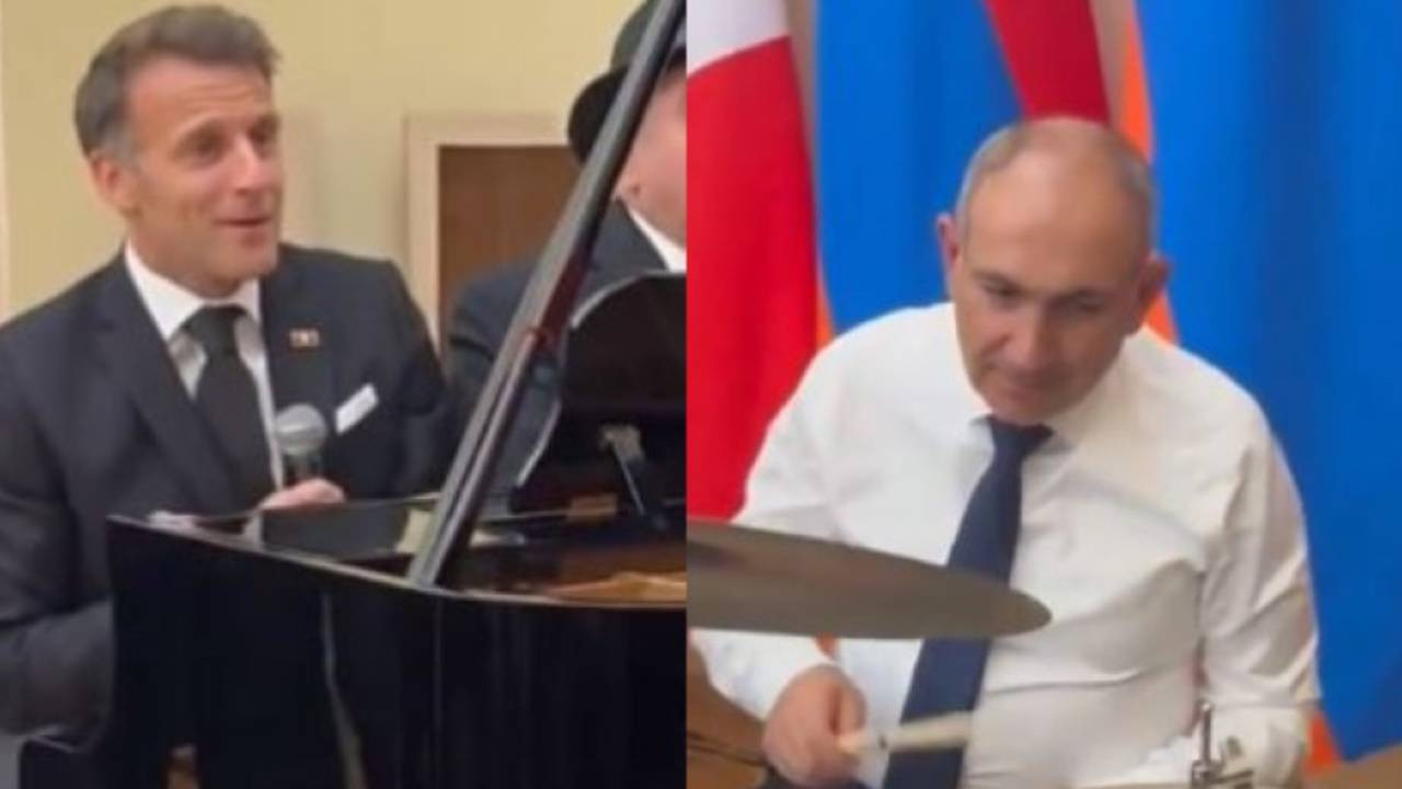 Erivan’da zirve gecesine Macron-Paşinyan düeti damga vurdu; Paşinyan çaldı, Macron söyledi