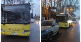Şişli'de İETT otobüsü park halindeki otomobile çarptı: 2 yaralı