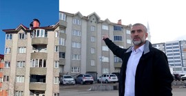 6 katlı binanın çatısından düşmekten, beline bağladığı iple kurtuldu