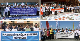 Sağlık emekçileri birçok kentte greve gitti