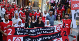 Kayyım yönetiminin işten çıkardığı işçiler yürüyüş gerçekleştirdi
