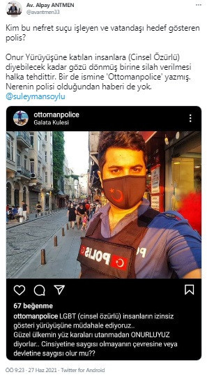 Polisten, 'Cinsel özürlü insanların izinsiz yürüyüşüne müdahale ediyoruz' paylaşımı - Resim : 1