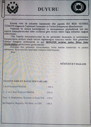 Polislere 100 ile 500 TL arasında zorunlu bağış - Resim : 1