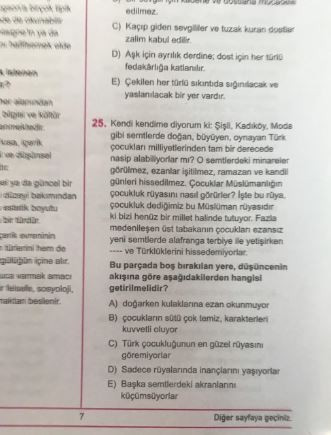 Erdoğan'ın 'kaymak tabaka' sözleri sınav sorusu oldu - Resim : 1