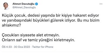 Davutoğlu: Küçük çocuk hakaret ediyor, büyükler gülerek izliyor; bu mu bizim ahlakımız? - Resim : 1