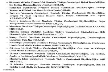23 büyükelçi 'merkez'e çekildi, 25 ülkeye ise yeni büyükelçi atandı - Resim : 4