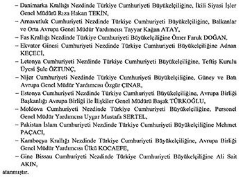 23 büyükelçi 'merkez'e çekildi, 25 ülkeye ise yeni büyükelçi atandı - Resim : 5