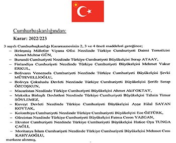 23 büyükelçi 'merkez'e çekildi, 25 ülkeye ise yeni büyükelçi atandı - Resim : 1