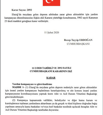 Erdoğan'dan Elazığlı depremzedeler için yardım kampanyası kararı - Resim : 1