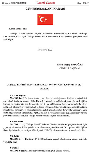 MEB bütçesinden Türkiye Maarif Vakfı’na 1,87 milyar TL'ye kadar kaynak - Resim : 1