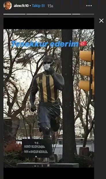 Alex'in heykeline maske takıldı - Resim : 1