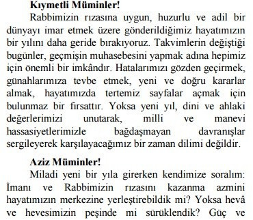 Diyanet’ten ‘milli ve dini yılbaşı’ çıkışı - Resim : 1