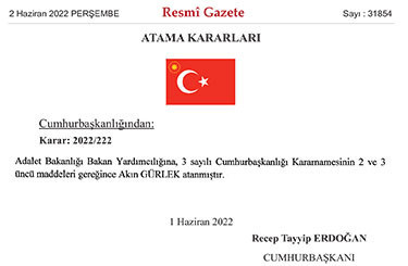 AYM kararını tanımayan hakim Akın Gürlek Adalet Bakanı Yardımcısı oldu - Resim : 1