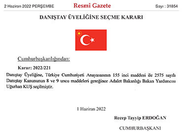 Danıştay üyeliğine Adalet Bakan Yardımcısı Uğurhan Kuş seçildi - Resim : 1