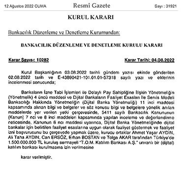 Resmi Gazete'de yayımlandı: A101 dijital banka kuruyor - Resim : 1