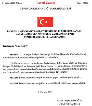 CİMER'in çalışma usul ve esaslarını Erdoğan belirleyecek - Resim : 1