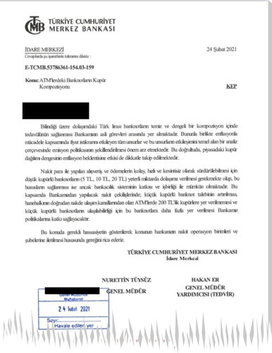 Merkez Bankası'ndan 'enflasyon' mücadelesi: ATM'lerde küçük kupürlü banknotlara yer verin - Resim : 1