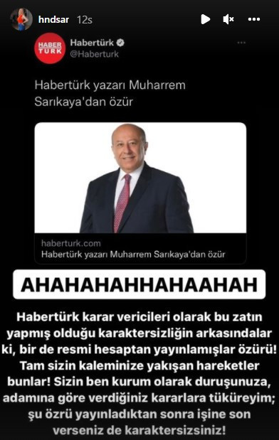 Hande Sarıoğlu'dan Habertürk'e Sarıkaya tepkisi: Karaktersizsiniz - Resim : 1