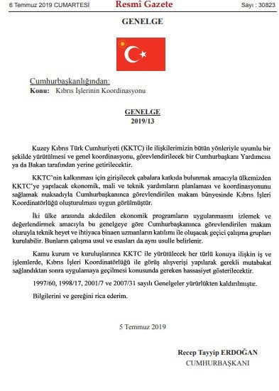 Cumhurbaşkanlığı'ndan Kıbrıs genelgesi - Resim : 1