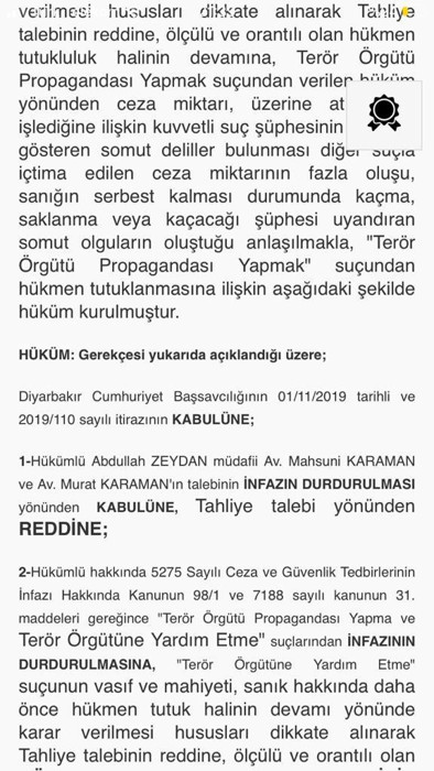 Hakkında tahliye kararı verilen Abdullah Zeydan için savcı itiraz etti, mahkeme 'tutukluluğa devam' dedi - Resim : 1