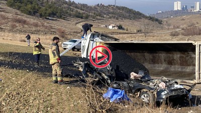 Ankara'da zift yüklü kamyon, kamyonete çarptı, üç belediye çalışanı öldü