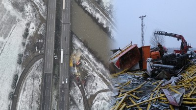 Çarpışan tır ile karayolları aracı köprüden uçtu: İki ölü