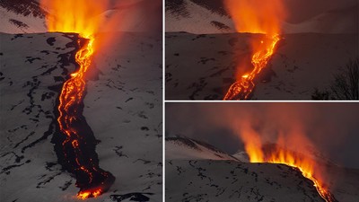 Etna Yanardağı'ndaki lav akışı sürüyor