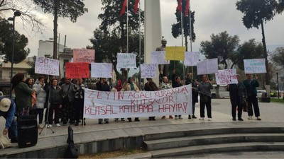 Tire'de yol projesi için ağaç kesimi başladı, köylüler direnişe geçti