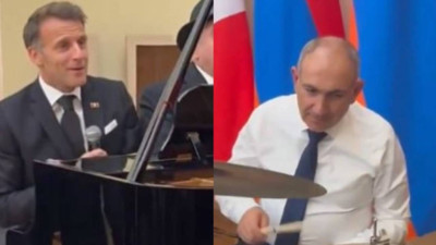 Erivan’da zirve gecesine Macron-Paşinyan düeti damga vurdu; Paşinyan çaldı, Macron söyledi