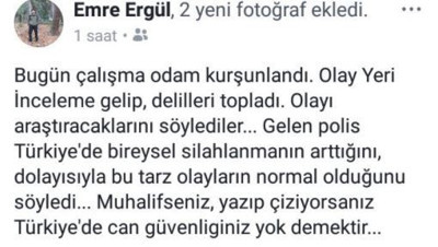 Muhalif yazar Emre Ergül'ün evi kurşunlandı - Resim : 1