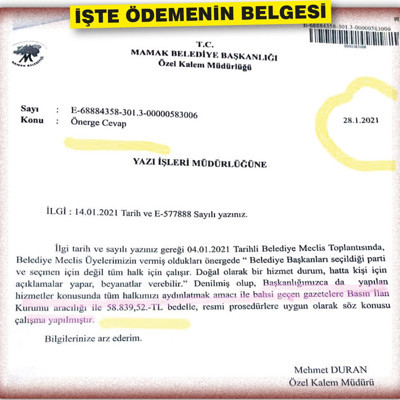 Gazetelere ilan vererek Yavaş’a bütçeyi soran AKP’li başkan, ilanın parasını da belediyeye ödetti - Resim : 1