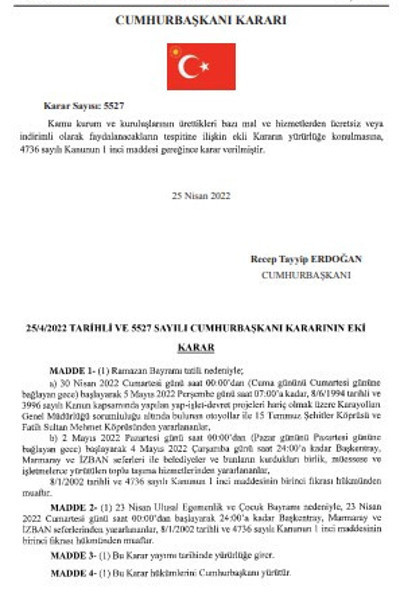 Bayramda toplu taşıma ve otoyollar ücretsiz: 'Yap-işlet-devret' modeliyle yapılanlar hariç - Resim : 1