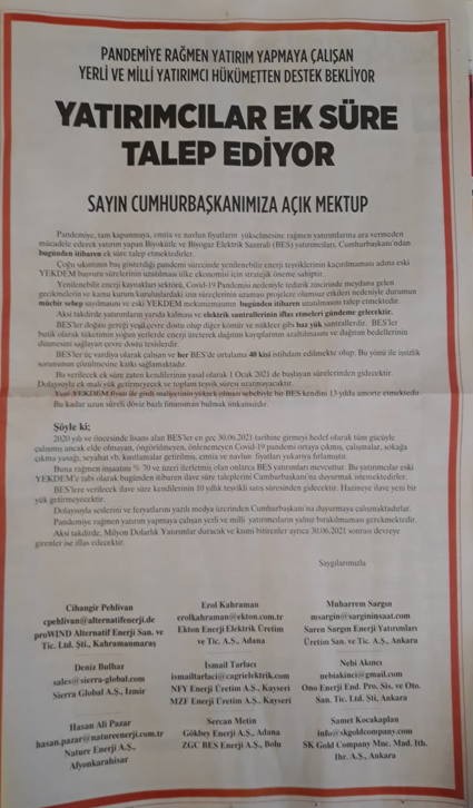 'Yerli ve milli yatırımcılar' Sabah'tan Erdoğan'a seslendi - Resim : 1