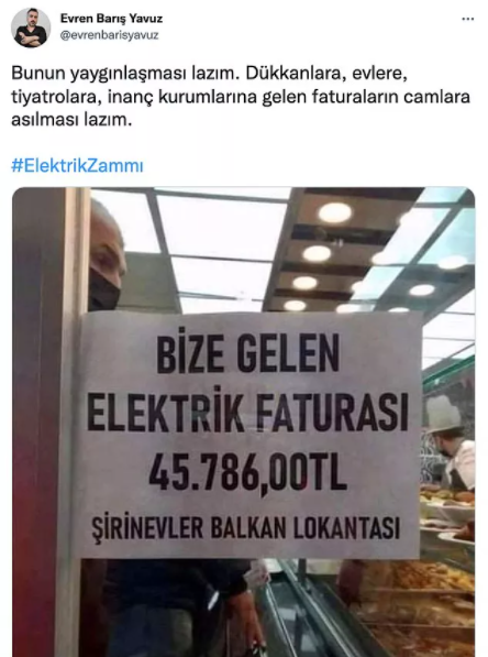 Esnaflar zamlı elektrik faturalarını camlara asmaya başladı - Resim : 1