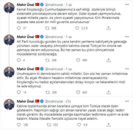 AKP'li Ünal: Kılıçdaroğlu’nu hadsiz açıklamalarından dolayı kınıyoruz - Resim : 1