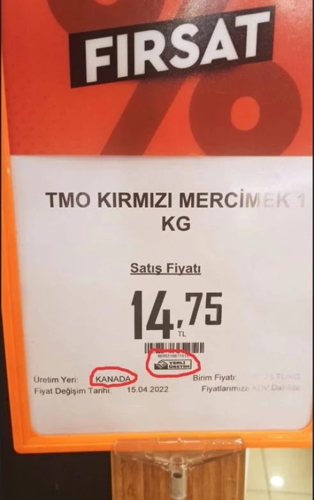 Tarım Kredi Marketleri'nde skandal bitmiyor: Kanada mercimeğine 'yerli üretim' logosu - Resim : 1