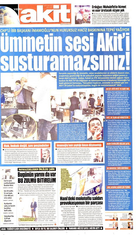 Bugünkü Akit manşeti: Araştırmacı gazeteciliği susturamayacaklar - Resim : 1