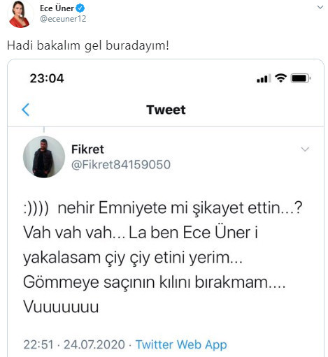 Ece Üner, 'Gömmeye saçının kılını bırakmam' tehdidine yanıt verdi - Resim : 1