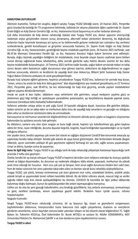 Turgay Yıldız'ın ailesi 'Covid-19 ve aşı kaynaklı ölüm' iddiaları nedeniyle açıklama yaptı - Resim : 1