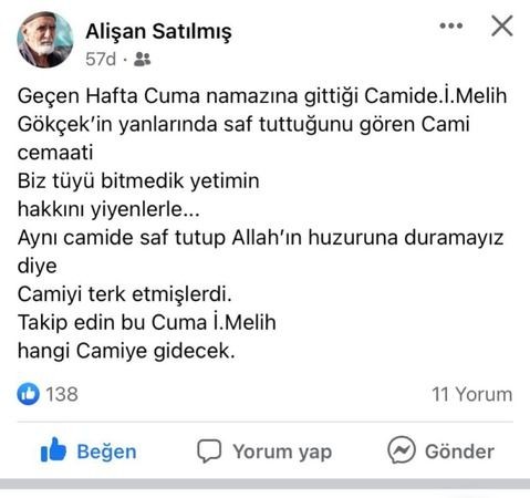 Gökçek'e gittiği camide beklenmedik tepki: Tüyü bitmedik yetimin hakkı... - Resim : 1