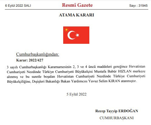 Hırvatistan Büyükelçisi merkeze çekilip yerine yeni isim atandı - Resim : 1