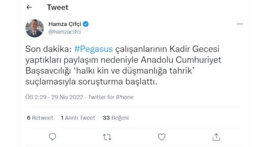 TRT Haber duyurdu: Pegasus çalışanlarının 'Kadir Gecesi' paylaşımına savcılık soruşturması - Resim : 1