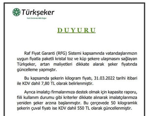 Şekerin tadı kalmadı: Türkşeker, yüzde 31 oranında zam yaptı - Resim : 1