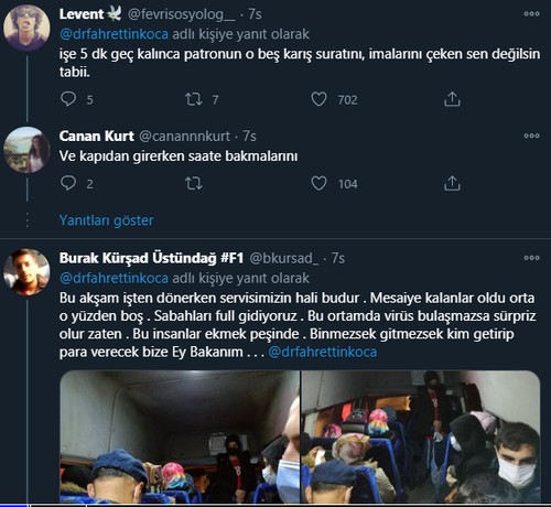 Fahrettin Koca'nın 'kalabalık otobüse binmeyin' paylaşımına tepki: Patrona Bakan'ın selamını söyleyin - Resim : 1