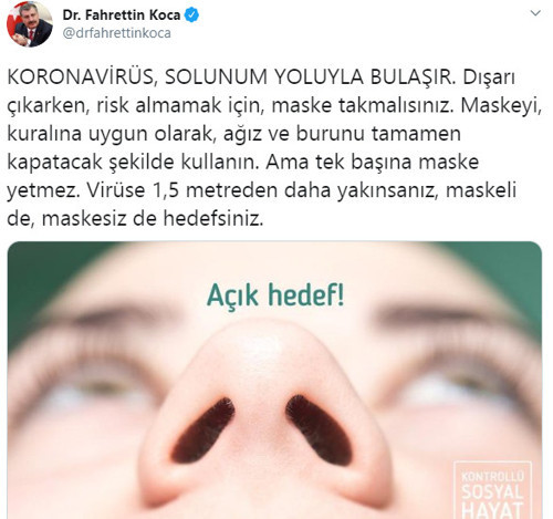 Bakan Koca: Virüse 1.5 metreden daha yakınsanız, maskeli de, maskesiz de hedefsiniz - Resim : 1