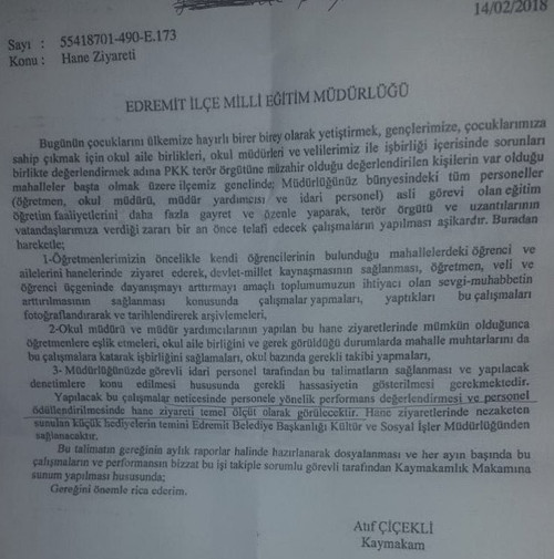 Kayyımdan öğretmenlere muhbirlik talimatı - Resim : 1