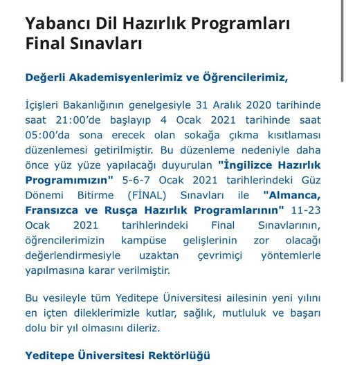 Yeditepe Üniversitesi'nden geri adım: Sınavlar online yapılacak - Resim : 1